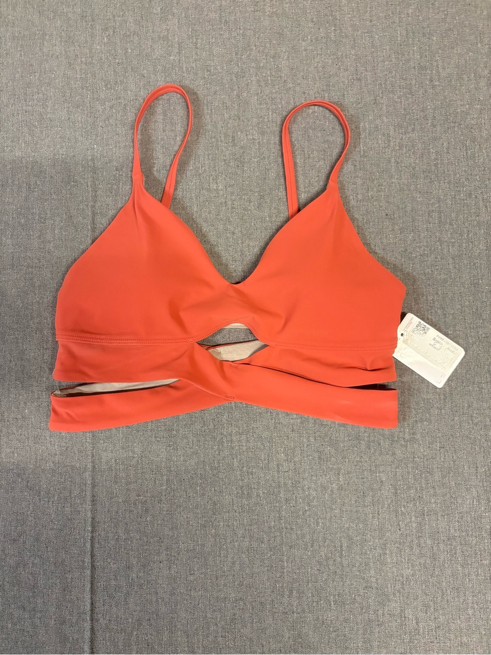 Women’s V-Neck Crossover Underband Cutout Bra - Coral